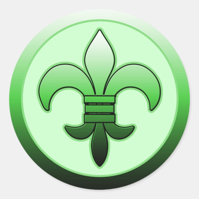 Stickers Fleur de Lis Rond Vert (Devant)