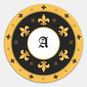Stickers Fleur de Lis ronde avec texte personnalis