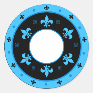 Stickers Fleur de Lis ronde BLEU & NOIR