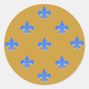 Stickers Fleur de Lis ronde brillant BLEU