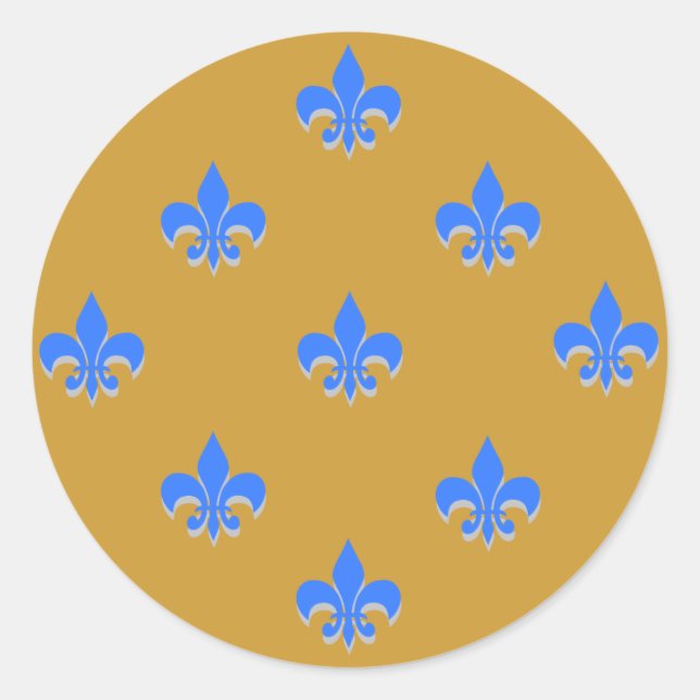 Stickers Fleur de Lis ronde brillant BLEU (Devant)