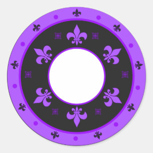 Stickers Fleur de Lis ronde PURPLE