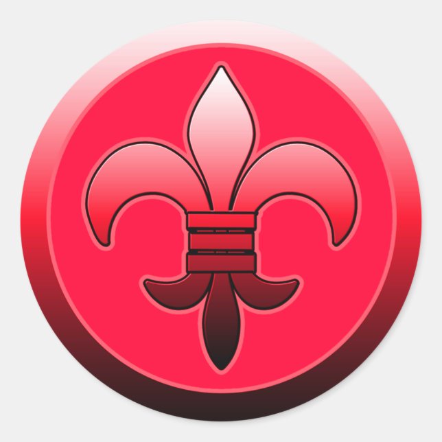 Stickers Fleur de Lis ronde ROUGE (Devant)