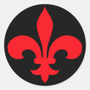Stickers Fleur de Lis ronde ROUGE
