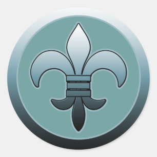Stickers Fleur de Lis ronde SOFT BLEU