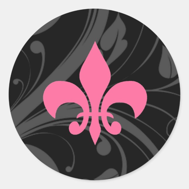 Stickers Fleur De Lis Rose et Noir (Devant)