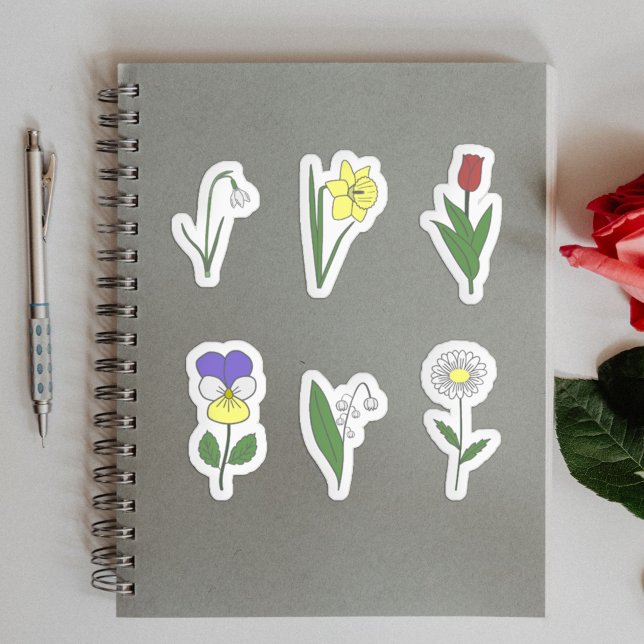 Stickers Fleurs Botaniques (Botanical Flowers Stickers Set)