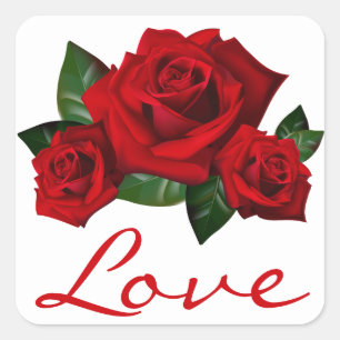 Stickers Fleurs de Rose Rouge Floral Love