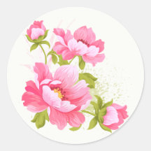 Stickers Floral Aquarelle Pink Peonies