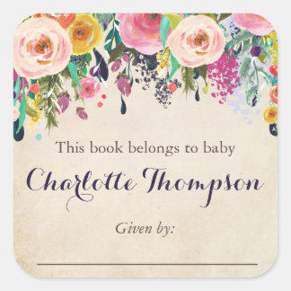Stickers floral coloré pour Baby shower