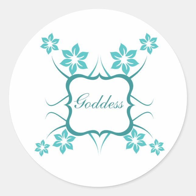 Stickers Floral Déesse, Turquoise (Devant)