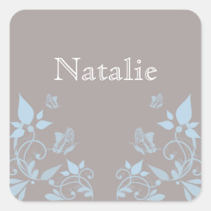 Stickers Floral Papillon bleu