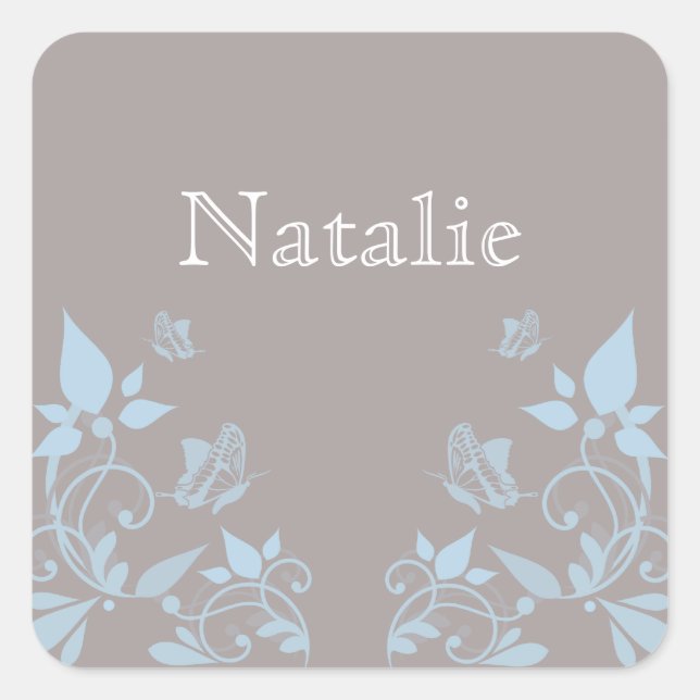 Stickers Floral Papillon bleu (Devant)
