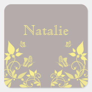 Stickers Floral Papillon jaune