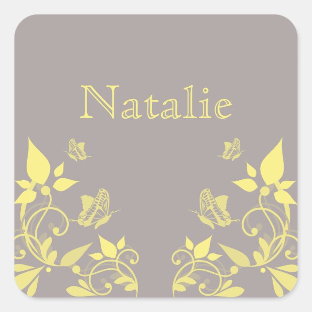 Stickers Floral Papillon jaune (Devant)