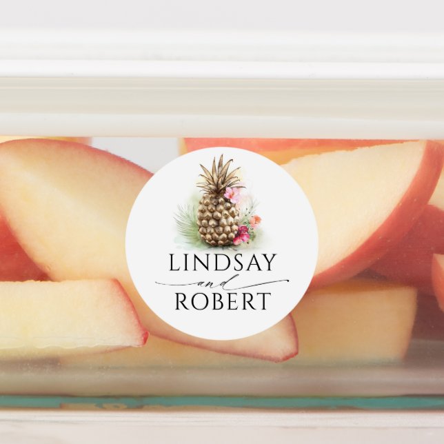 Stickers Floral Tropical Waterproof en ananas d'or (Apposé)