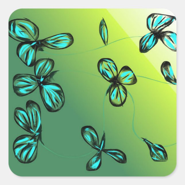 Stickers Floral Vert Bleu (Devant)