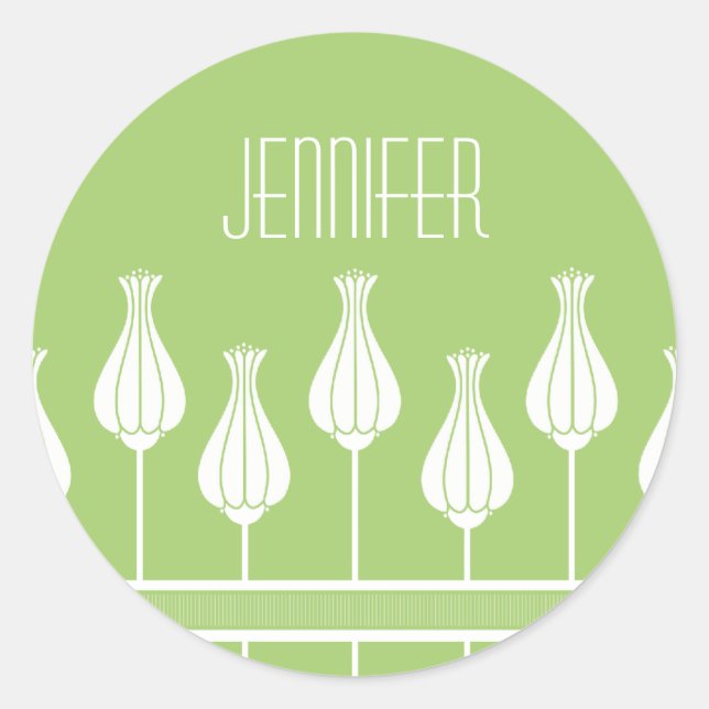 Stickers floraux Art déco Lime Green (Devant)