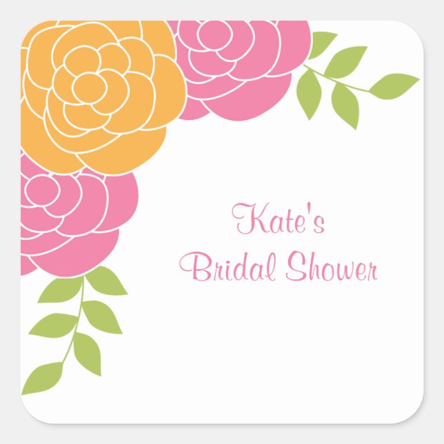 Stickers floraux rose et orange (Devant)