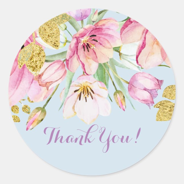 stickers floraux rose merci (Devant)