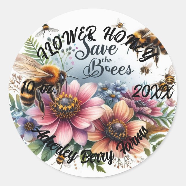 stickers FLOWER HONEY pour bocaux (Devant)