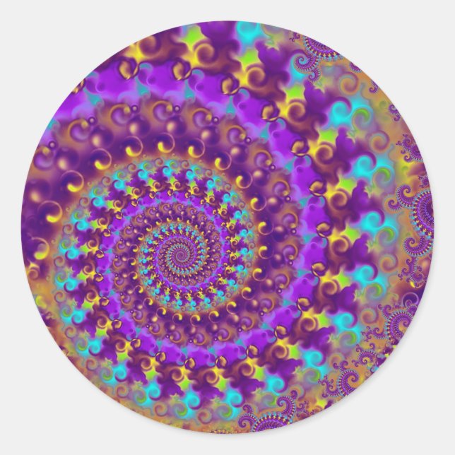 Stickers - Fou Fractal Purple terquoise jaune (Devant)