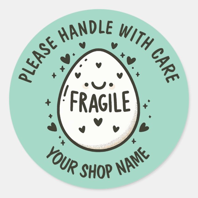 Stickers Fragile Oeuf Cute Personnalisé (Devant)