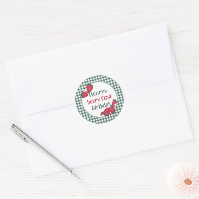 Stickers Fraise Anniversaire ou Favoriser les Étiq (Enveloppe)