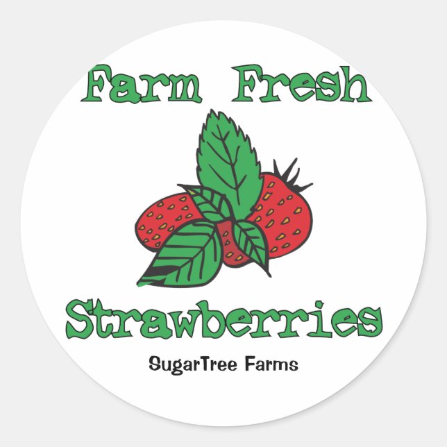Stickers fraises - Fraises fraîches de ferme (Devant)