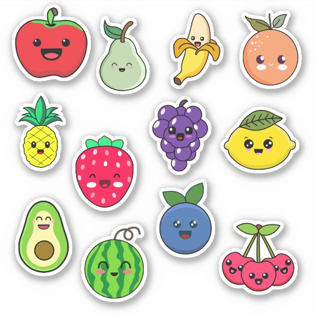 Stickers Fruit Cute Kawaii (Devant)