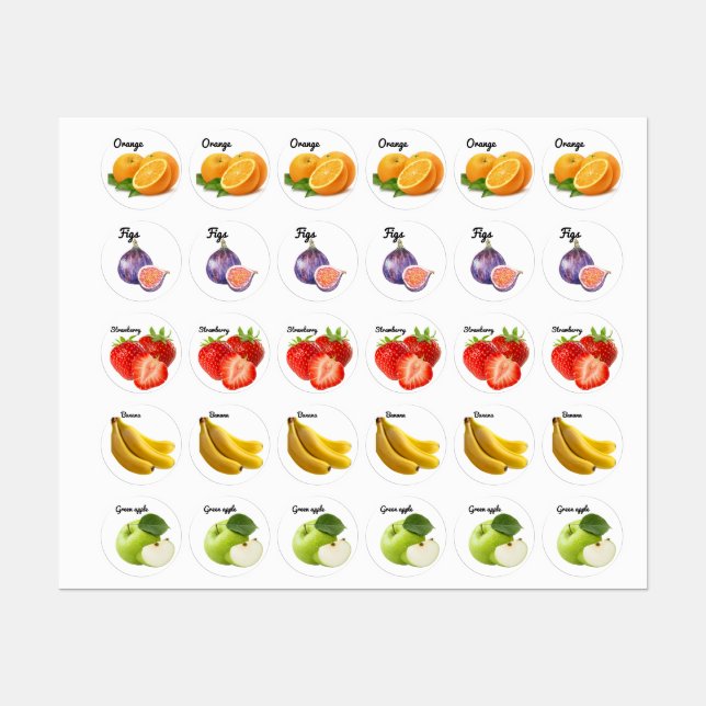 Stickers Fruit mignon Dessins amusants pour Étique (Feuille)