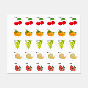 Stickers Fruit mignonne Dessins amusants Étiquette