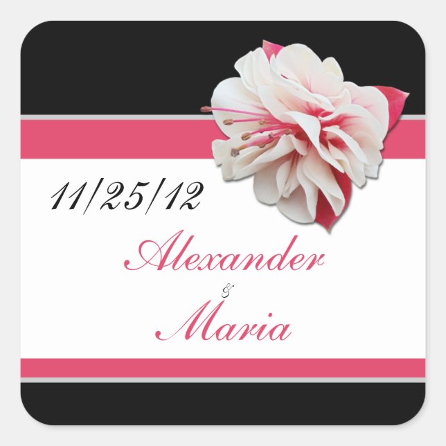 Stickers Fuchsia Flower Pink & Black Wedding (Devant)