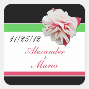 Stickers Fuchsia Flower Pink & Green Wedding