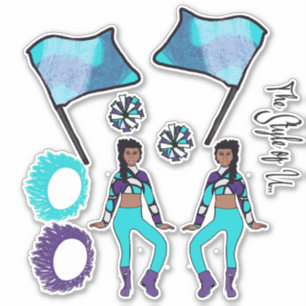 Stickers garde couleur drapeau ( Aqua Purple White