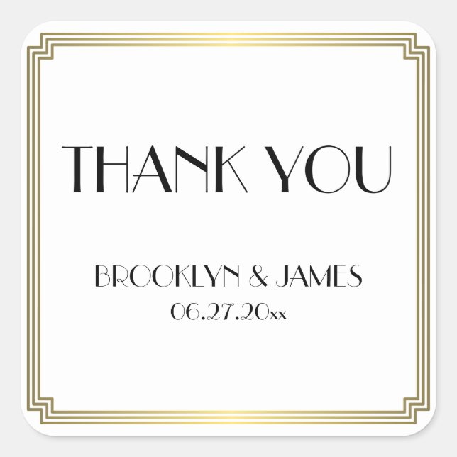 Stickers Gatsby Art Déco Gold White Wedding (Devant)