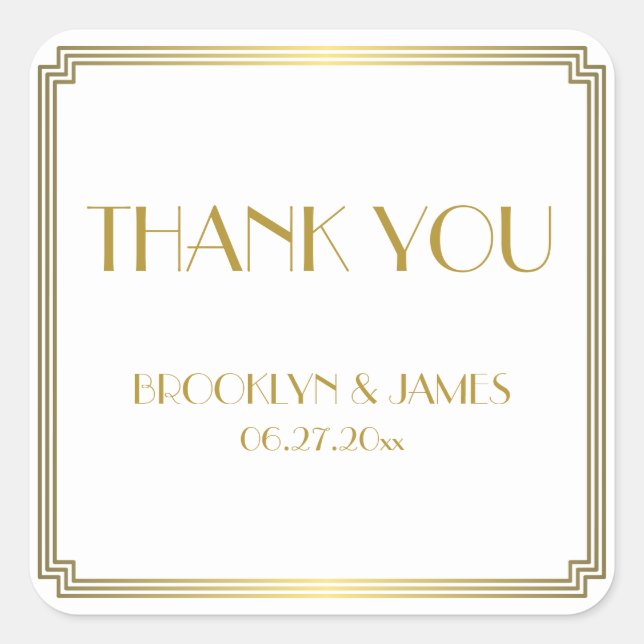 Stickers Gatsby Art Déco White Gold Wedding (Devant)