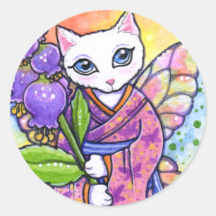 Stickers Geisha Chat Imaginaire asiatique par Ann