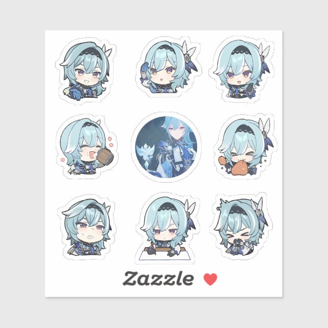 Stickers Genshin Impact Chibi Eula (Feuille)