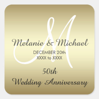 Stickers Gold 50th Mariage Anniversaire