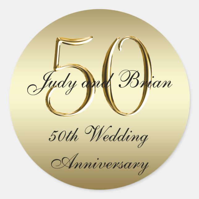 Stickers Gold Black 50th Mariage Anniversaire (Devant)