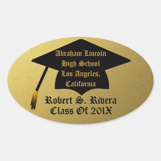 Stickers Gold & Black Custom Graduation (Devant)