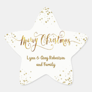 Stickers Gold et White Merry Christmas Star