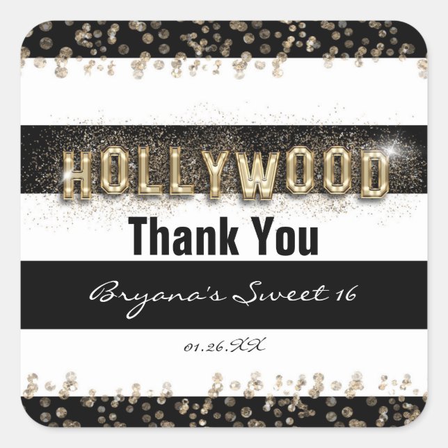 Stickers Gold Hollywood Black & White Stripes (Devant)