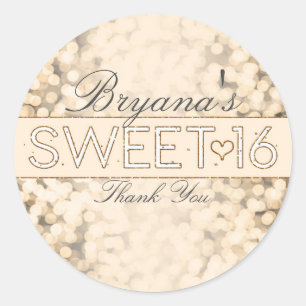 Stickers Gold Sparkling Lights Sweet 16 Party
