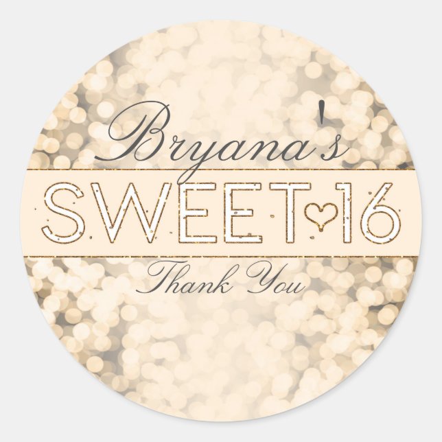 Stickers Gold Sparkling Lights Sweet 16 Party (Devant)