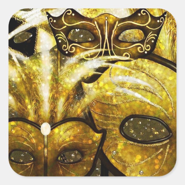 Stickers Golden Mardi Gras Masques (Devant)