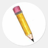 Stickers gomme rose crayon jaune #2 Sharp School