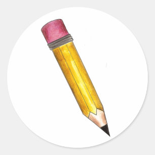 Stickers gomme rose crayon jaune #2 Sharp School