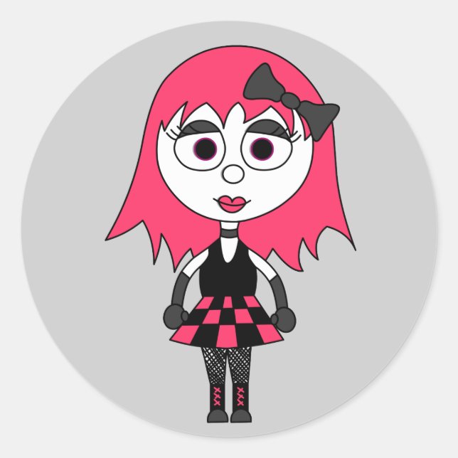 Stickers Goth Girl Cartoon mignonne (Devant)